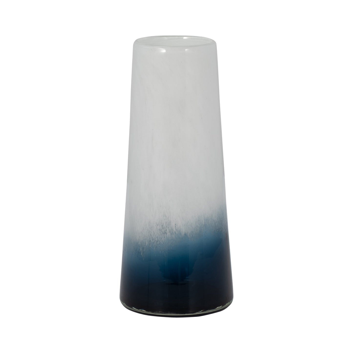 Glass, 11" Blue Waters Vase, Blue/white