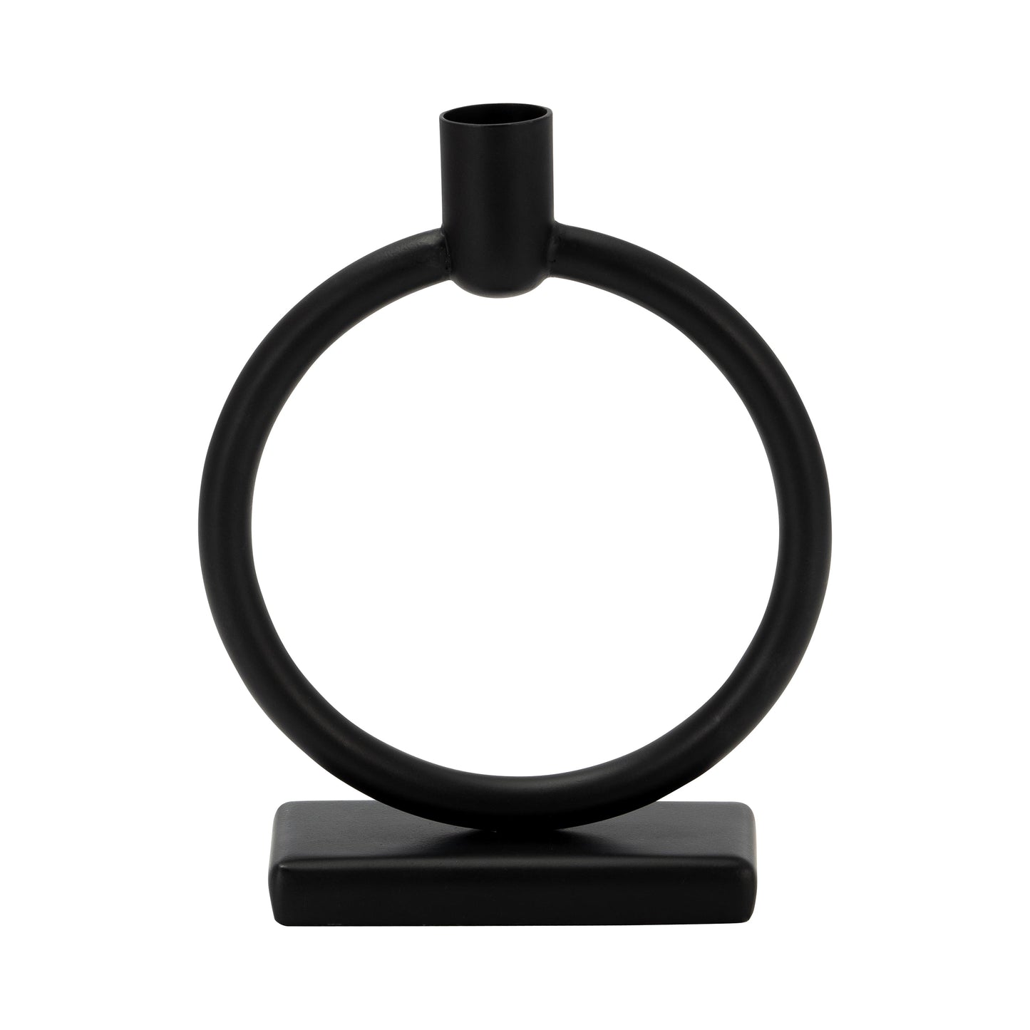 Metal,7"h, Circle Taper Candle Holder,black