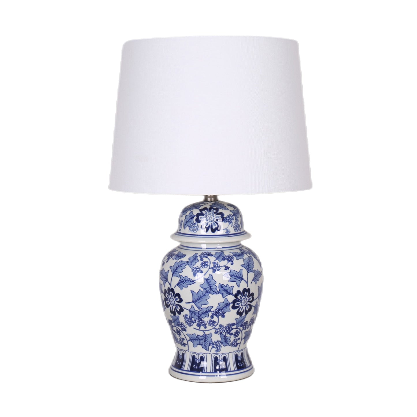 Ceramic, 25" Temple Jar Table Lamp, Blue/white