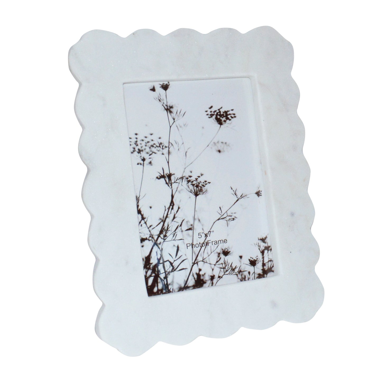 Marble, 4x6 Ribbon Crimp Photo Frame, White