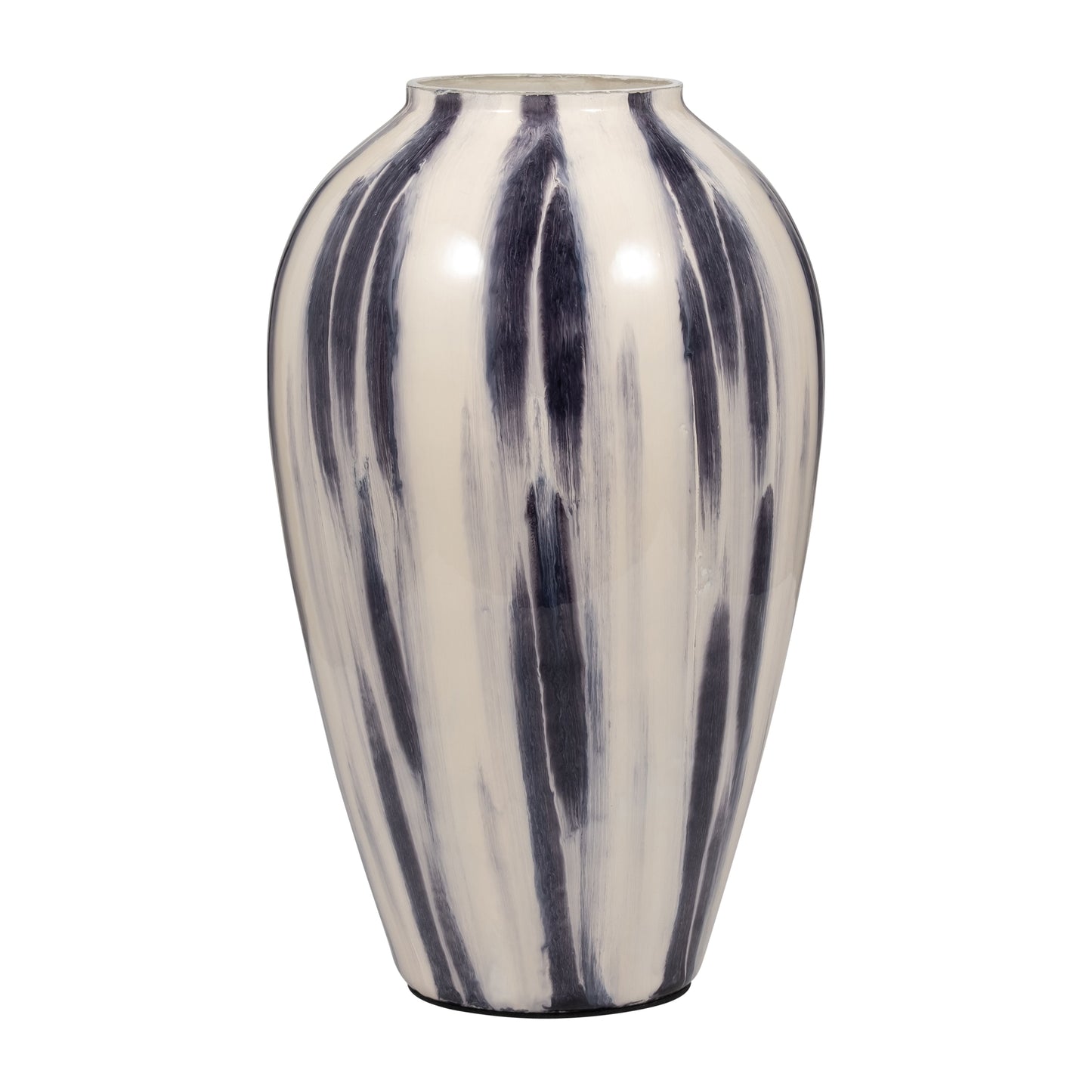 Glass, 20" Striped Vase, Black/white