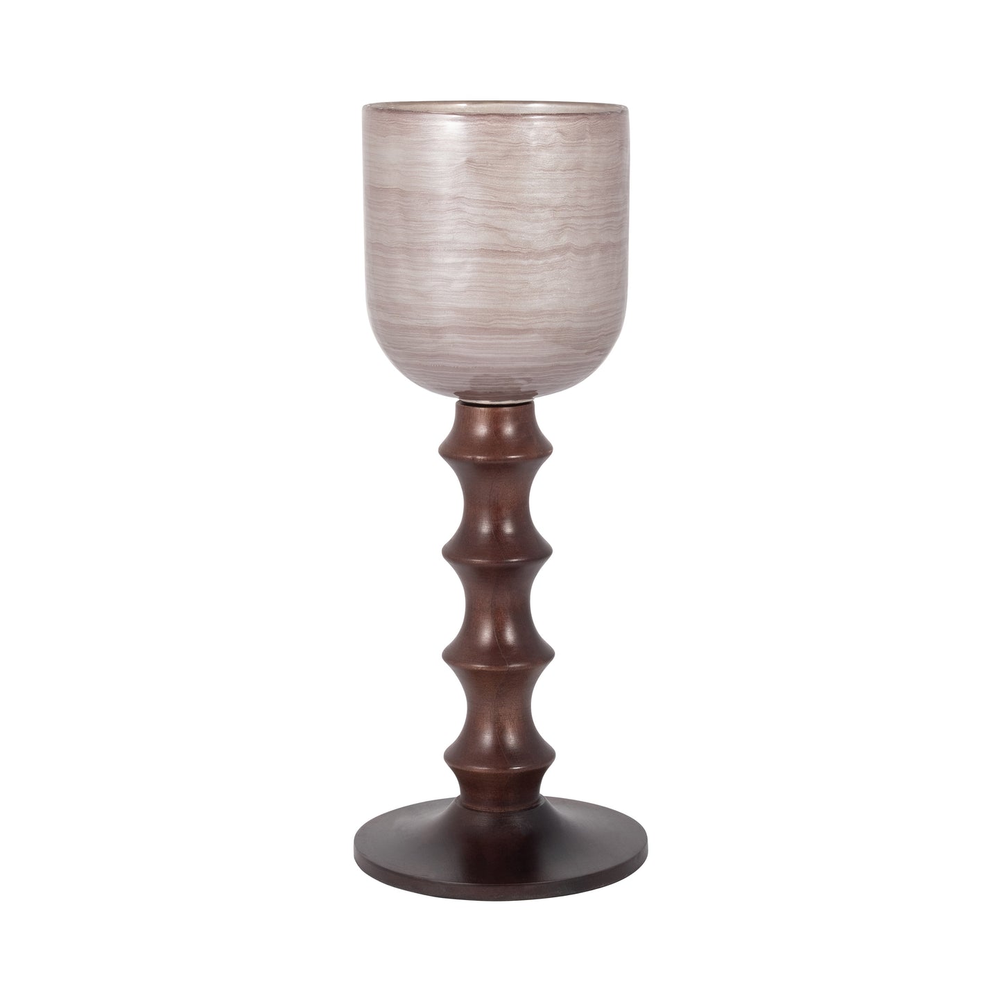 Glass, 20" Wooden Base Hurrican, Blush