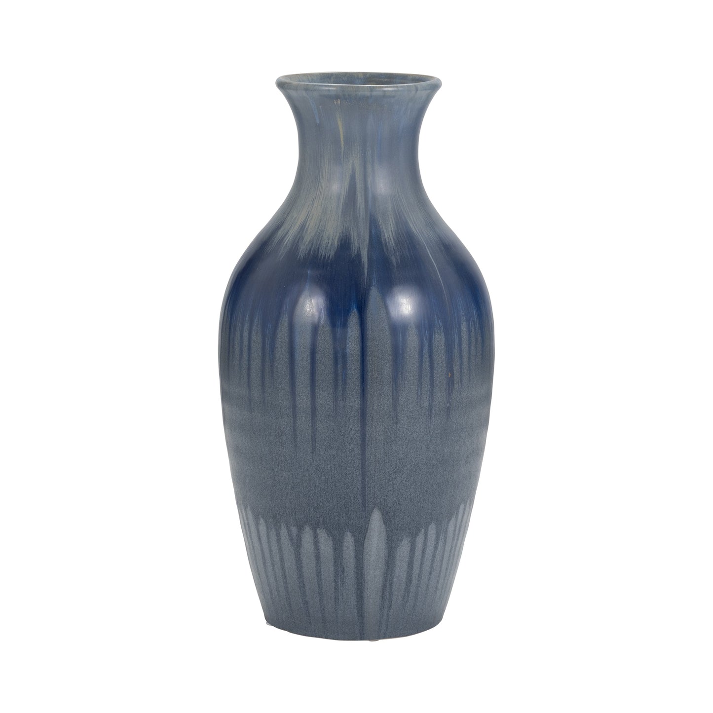 Cer, 16" Reactive Drip Vase, Blue