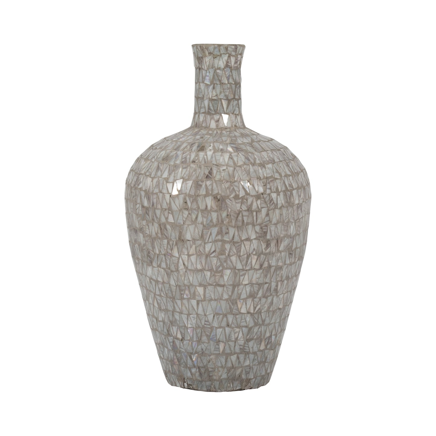 Glass, 19" Mosaic Vase, Brown Quartz