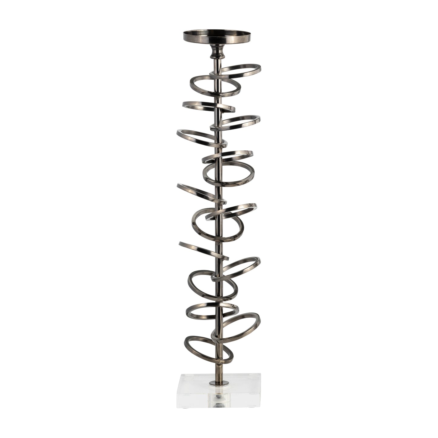 Metal, 18" Ring Toss On Acrylic Candleholder, Gunm