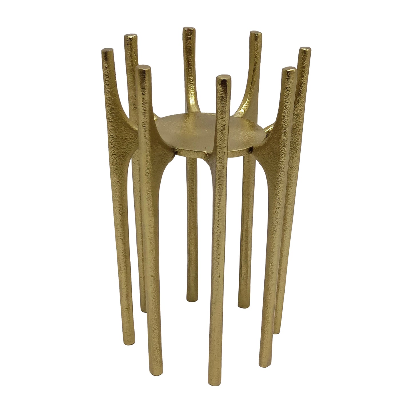 Metal, 8" Candleholder With Spike Legs, Gold