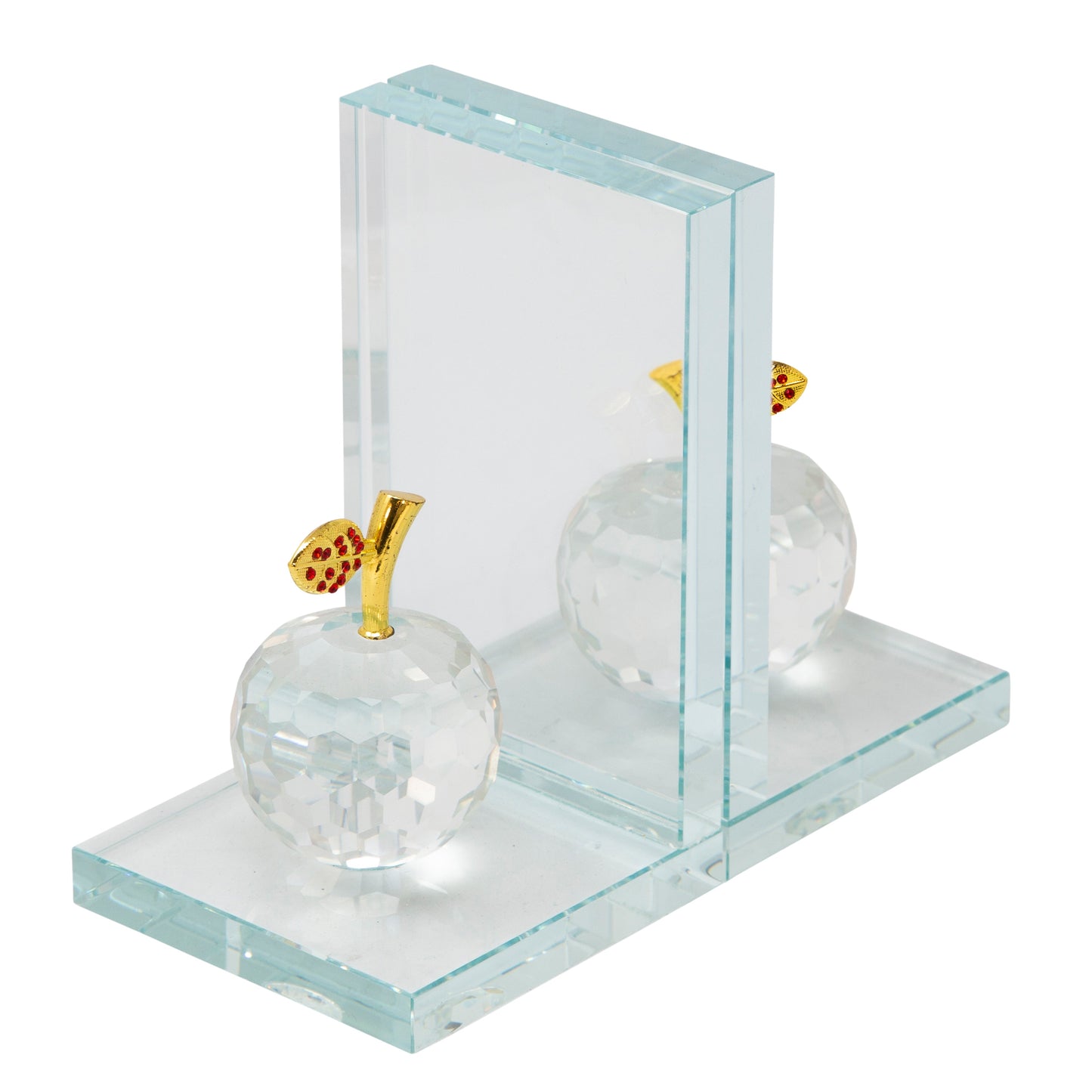 S/2 Crystal Apple Bookends, Clear