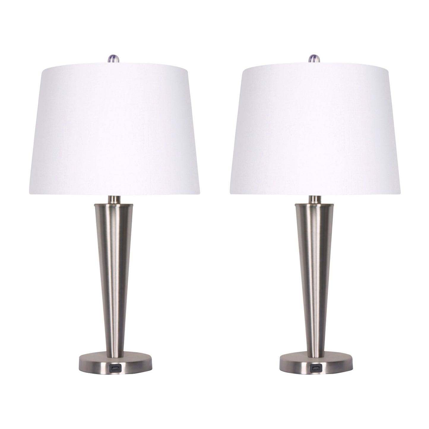 Metal,s/2,25"h,slim Cone Table Lamps,nickel