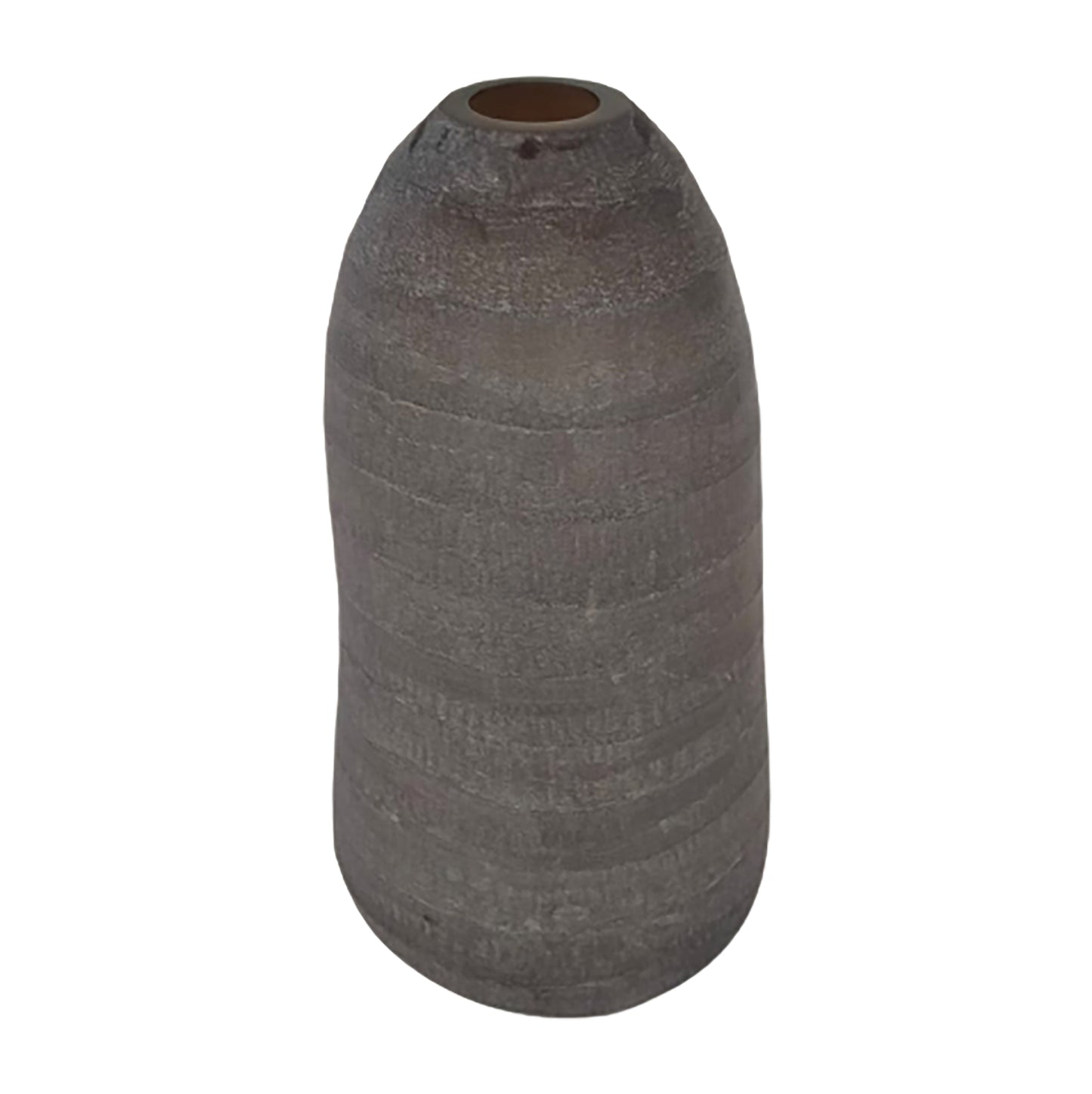 Glass, 17" Ridged Vase, Smokey Brown