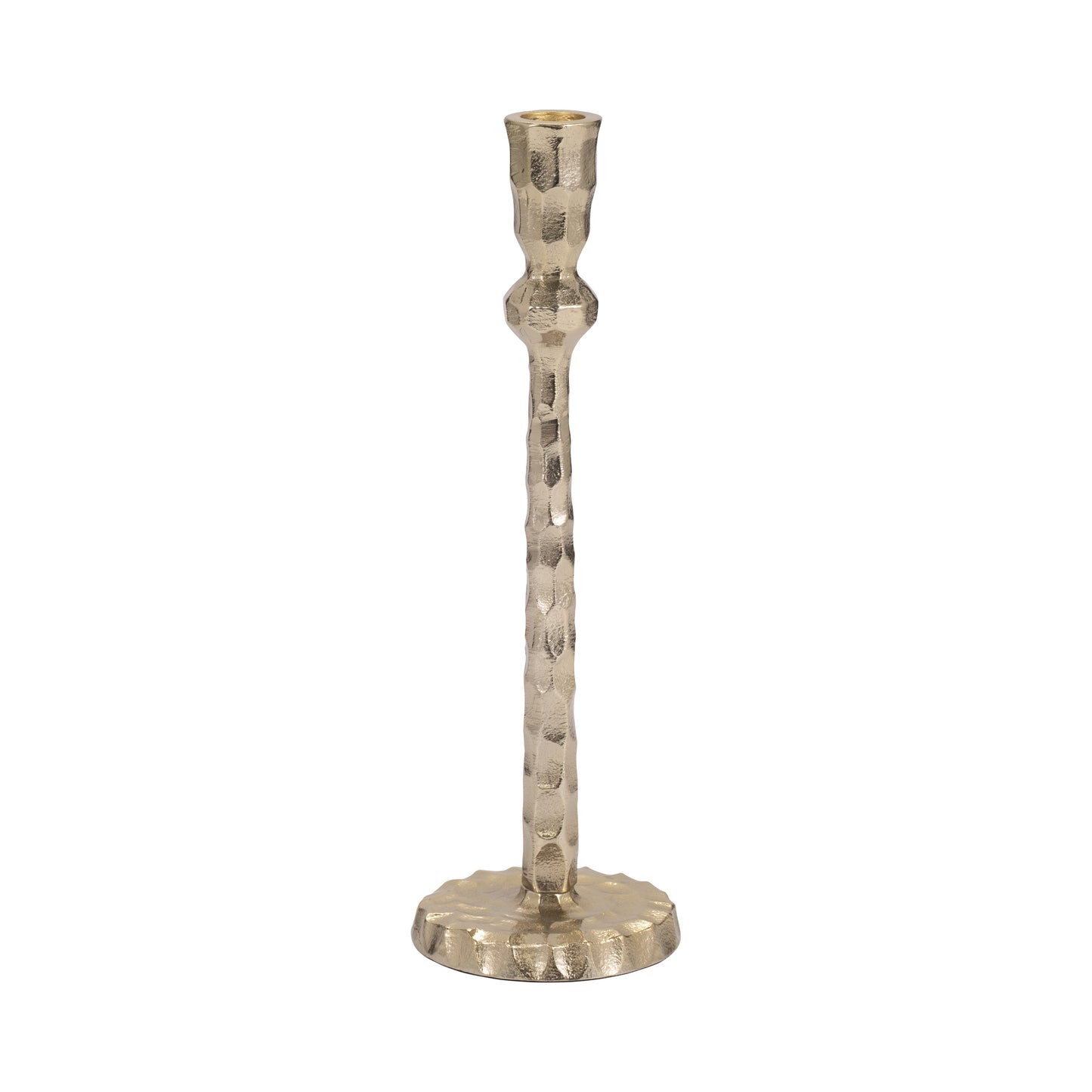 Metal, 12" Hammered Taper Candleholder, Gold