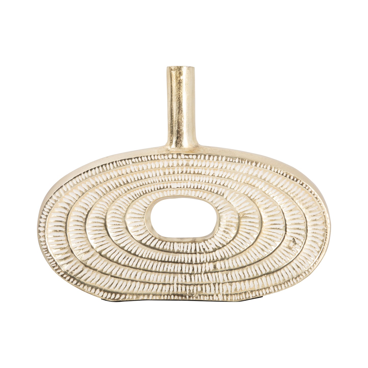 Metal, 12" Tribal Cut Out Vase, Gold