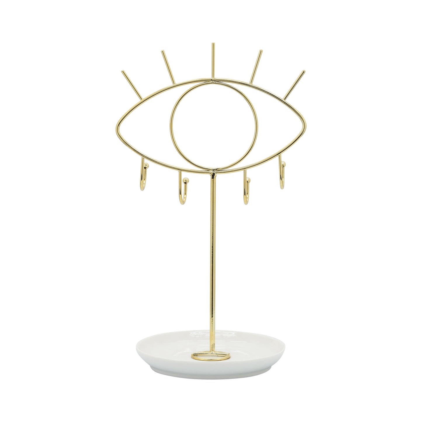 Cer, 12"h Eyes Jewelry Hanger, White/gold