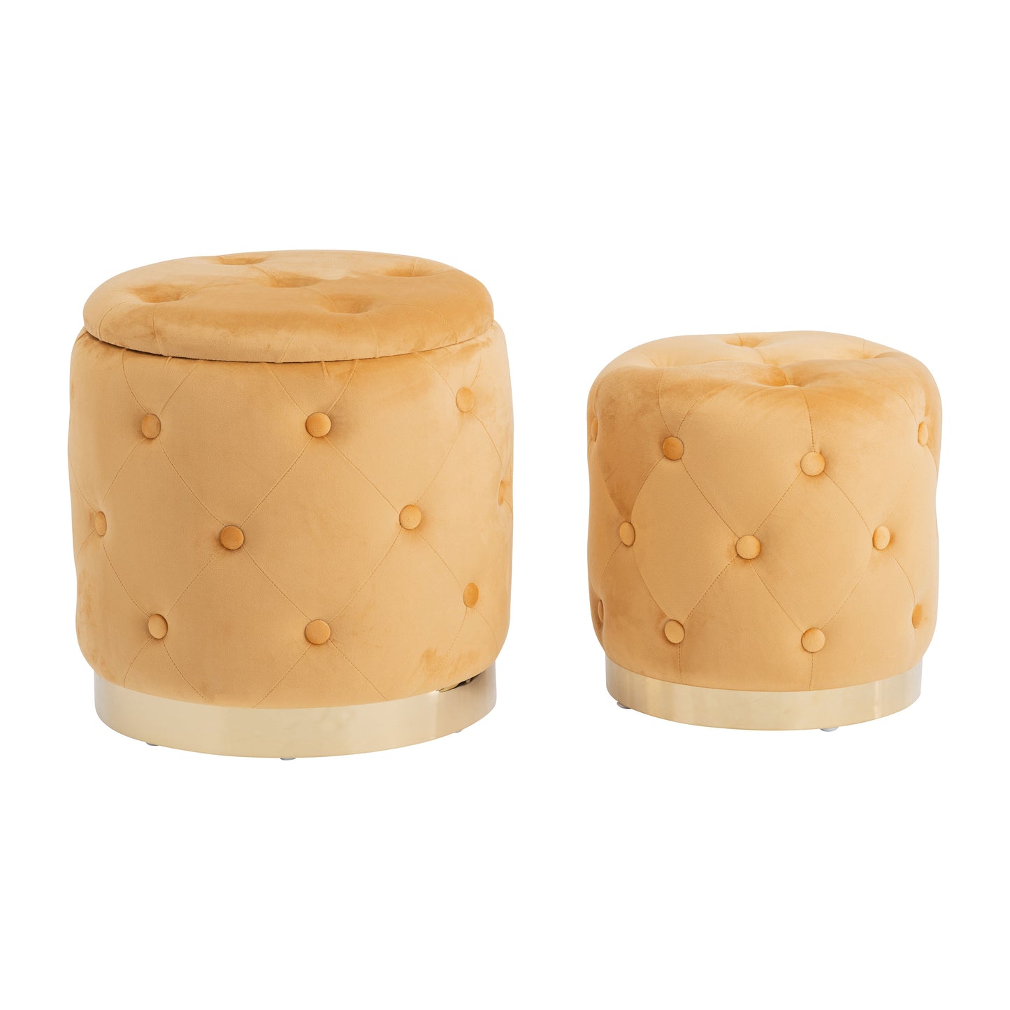 S/2 14/17" Tufted Storage Ottoman, Nutshell