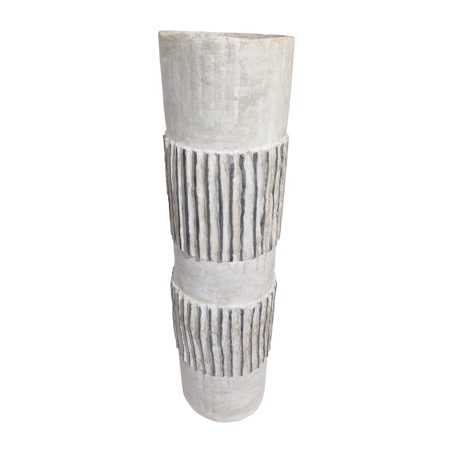Paper Mache, 45" Floor Vase, Ivory