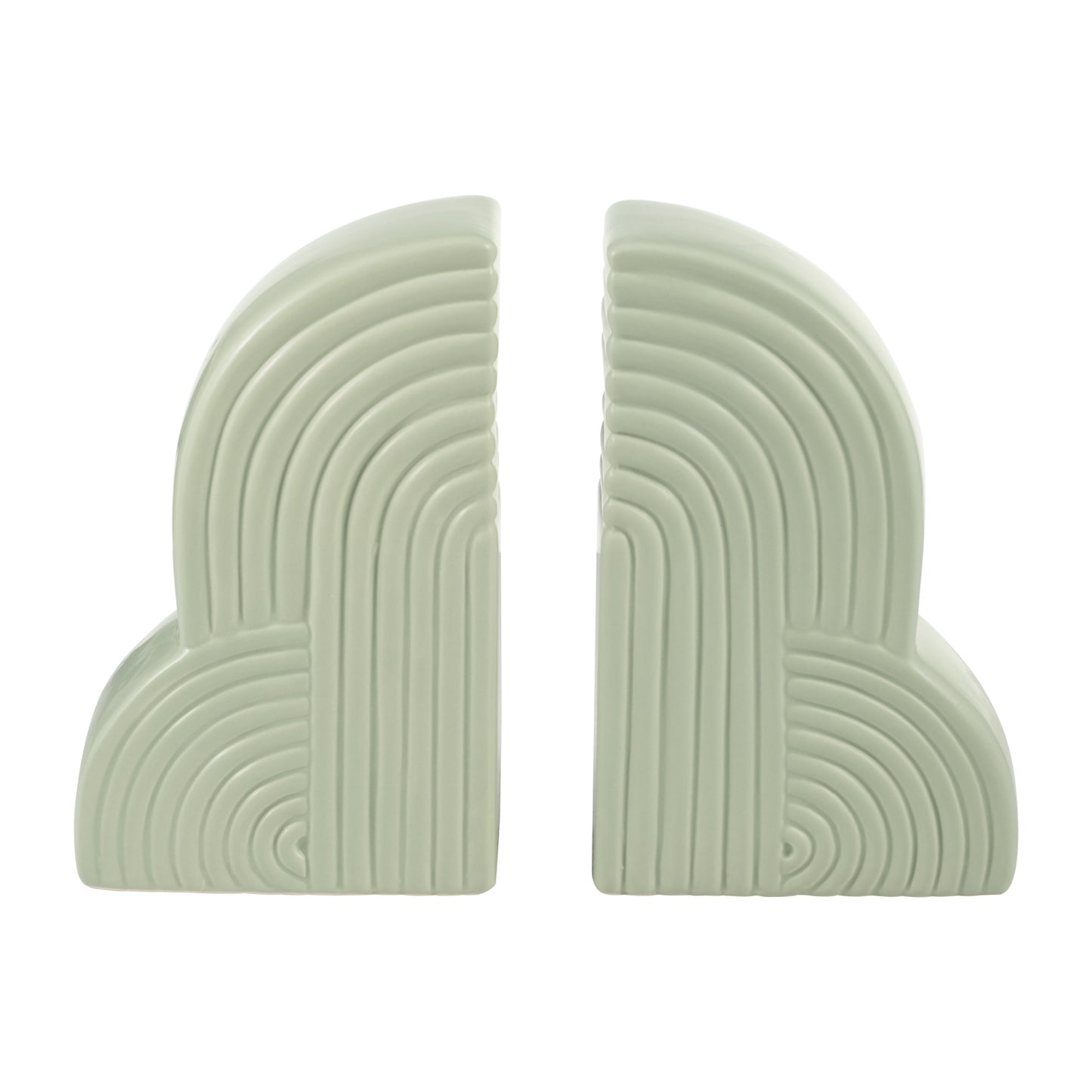 Cer, S/2 13x10" Arches Bookends, Cucumber