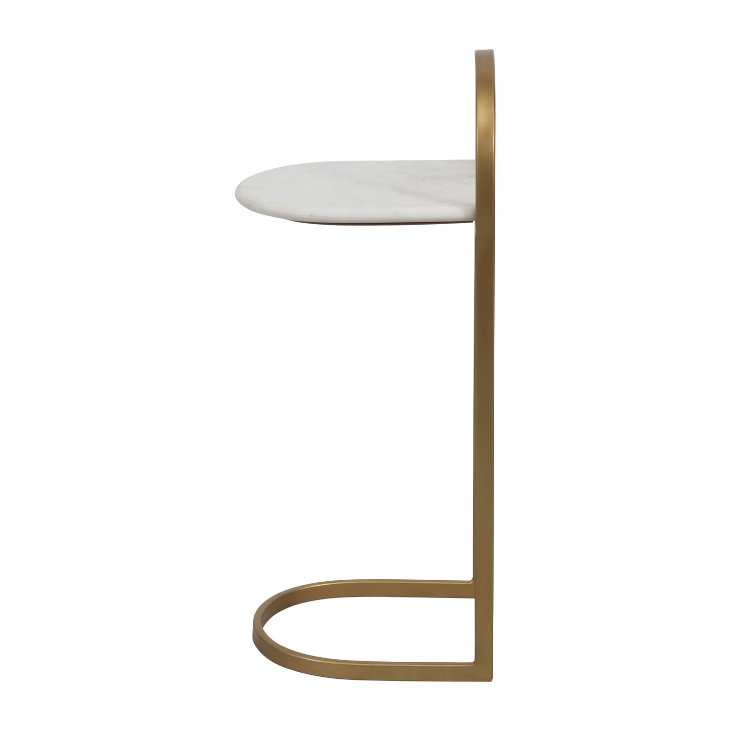 Metal, 26" C-table Marble Top, Gold
