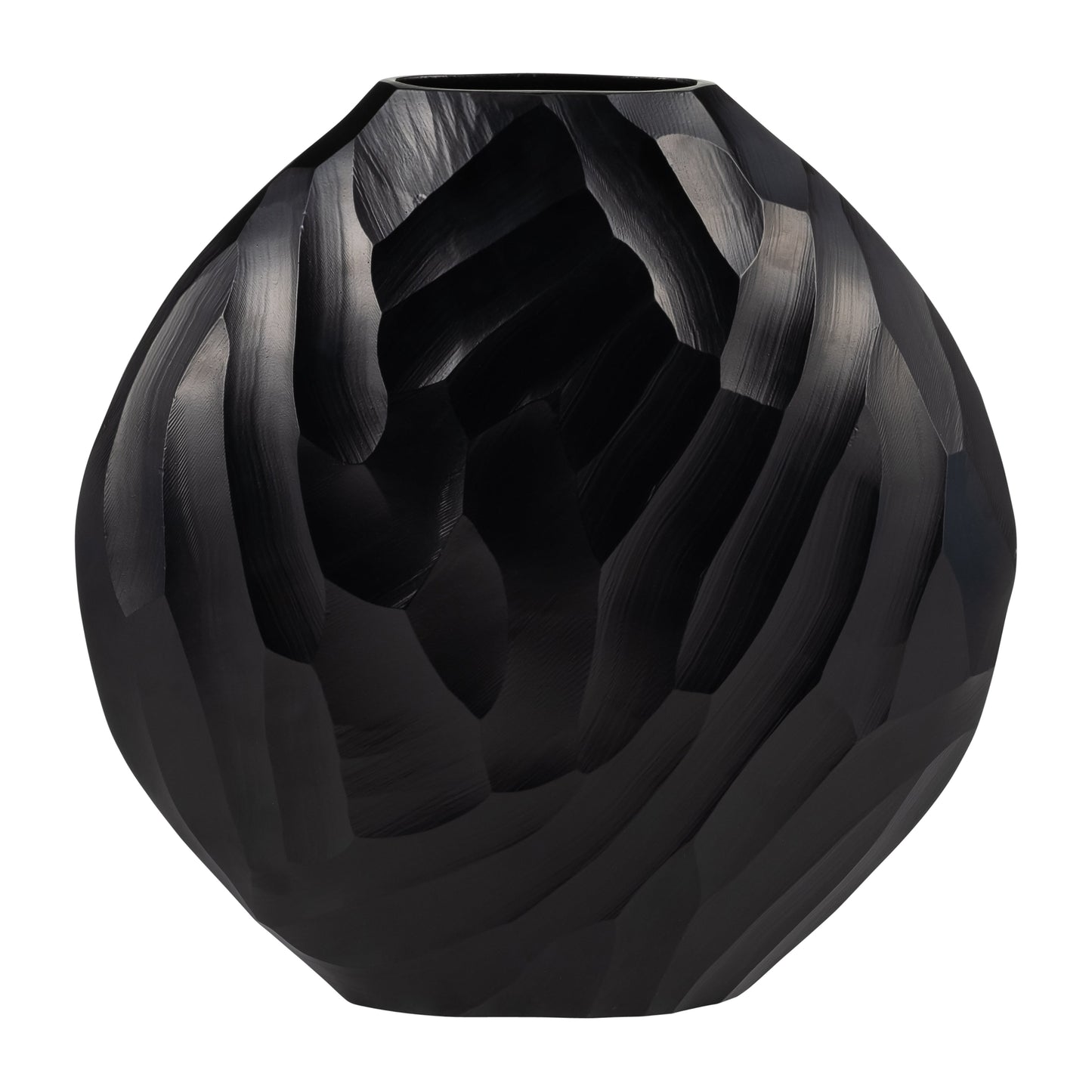 Aluminum 14"h Hammered Vase, Matte Black