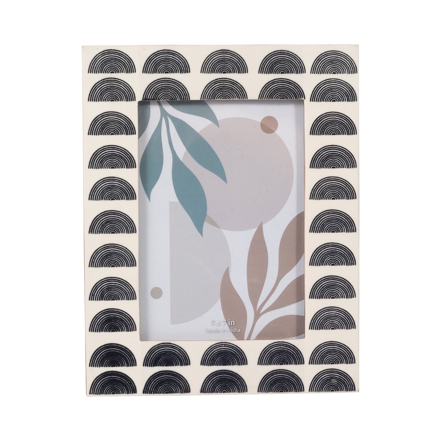 Resin, 5x7 Black Arches Photo Frame, Ivory/black