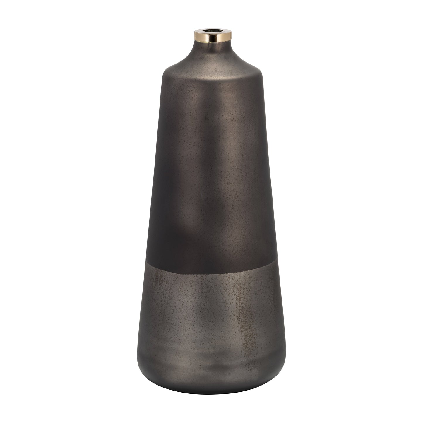 Glass,21"h Vase W/ring, Bronze