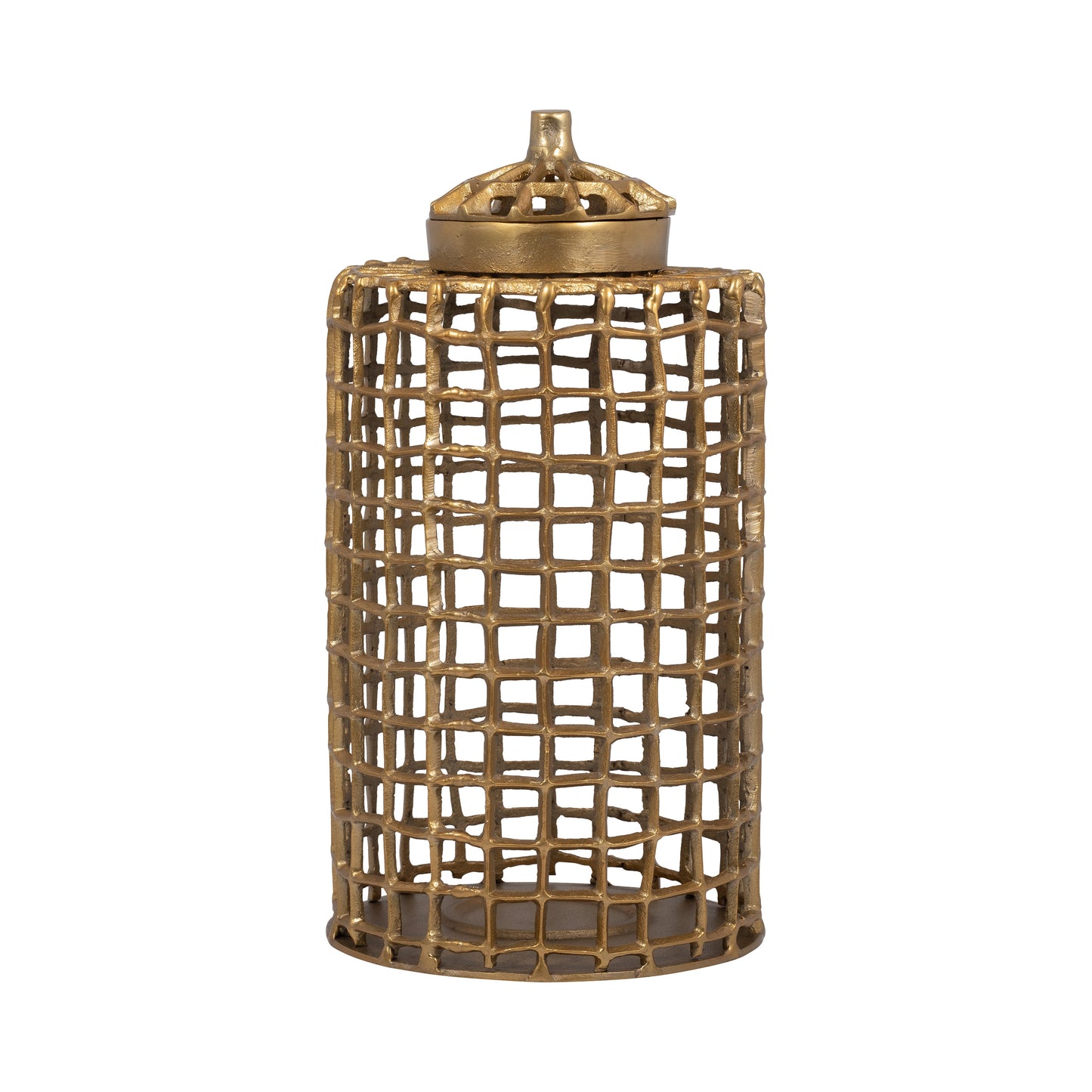 Metal, 18" Lidded Jar, Gold