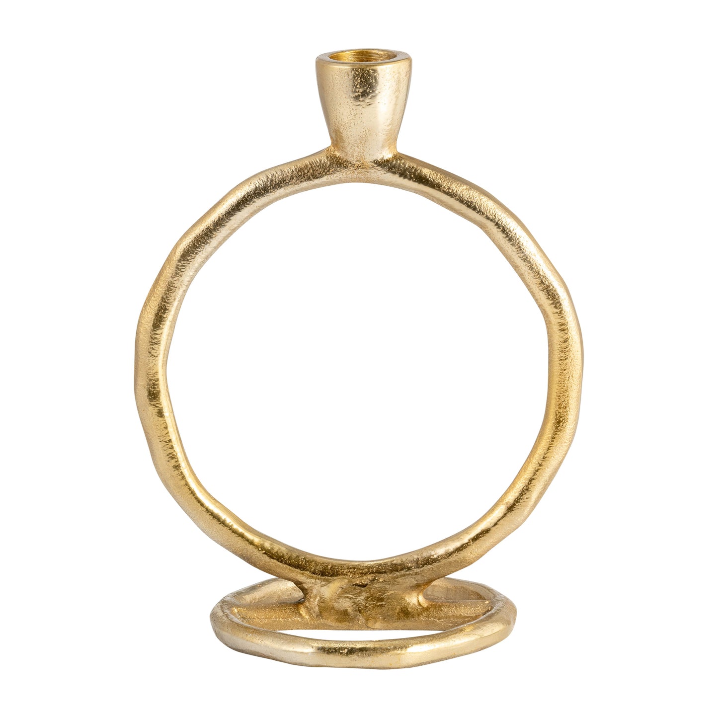 Metal, 8" Round Ring Taper Candleholder, Gold
