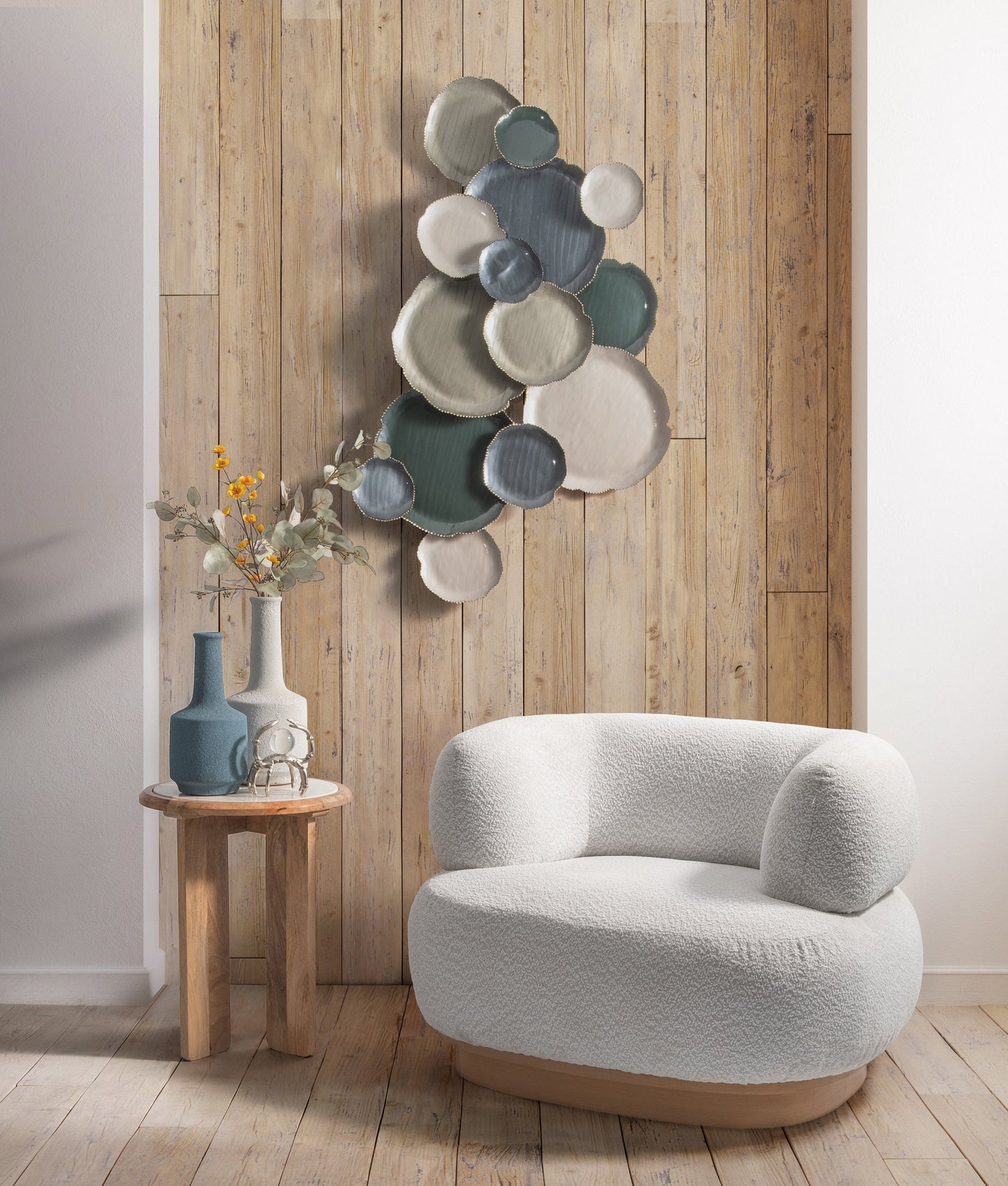 Wood/mrble,22"asymmetrical Sidetable,natural,kd