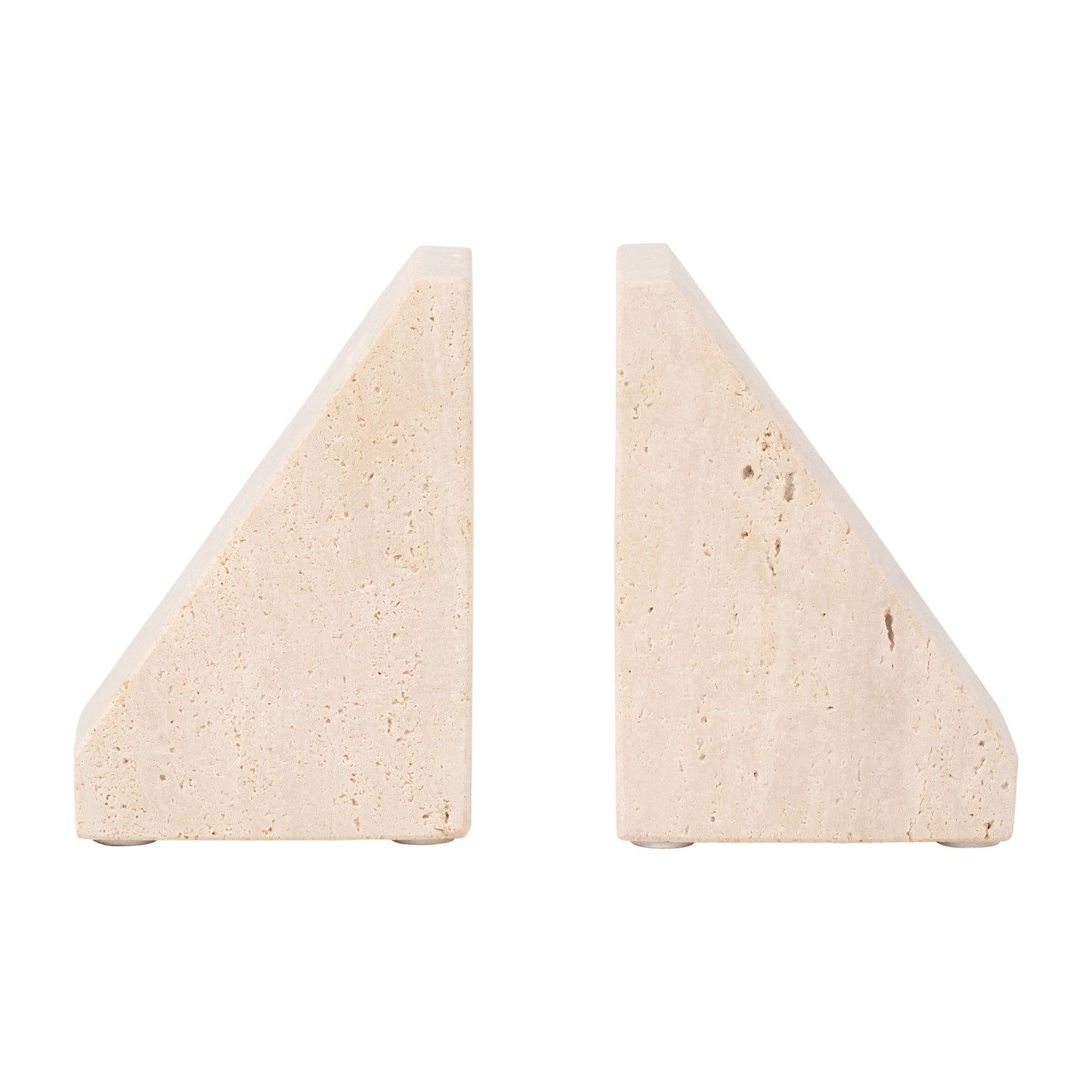 Travertine, S/2 5" Triangle Bookends, Tan
