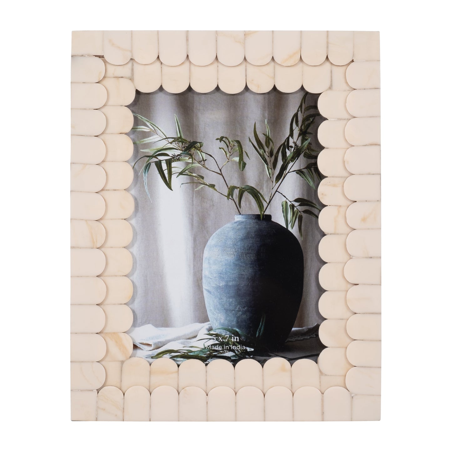 Resin, 5x7 Scalloped Photo Frame, Ivory