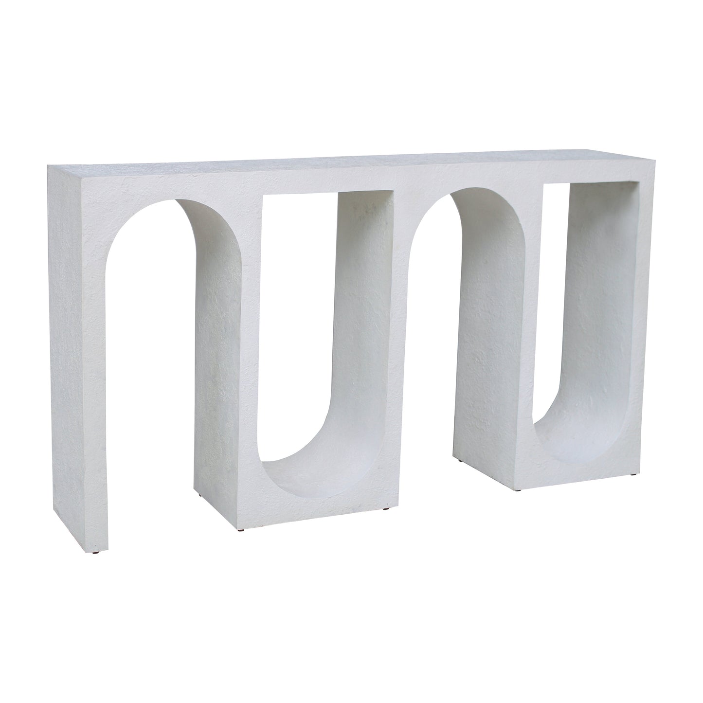 Wood, 55" Cement Textured Console, White