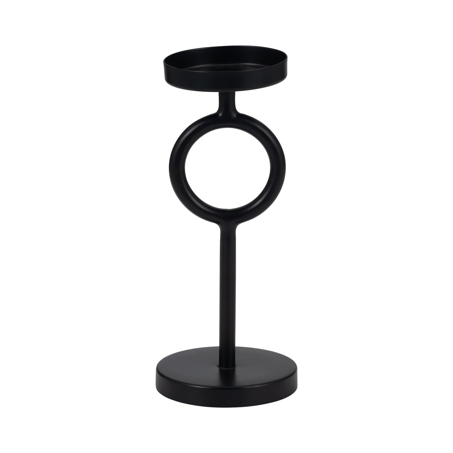 Metal, 10"h Ring Candle Holder, Black