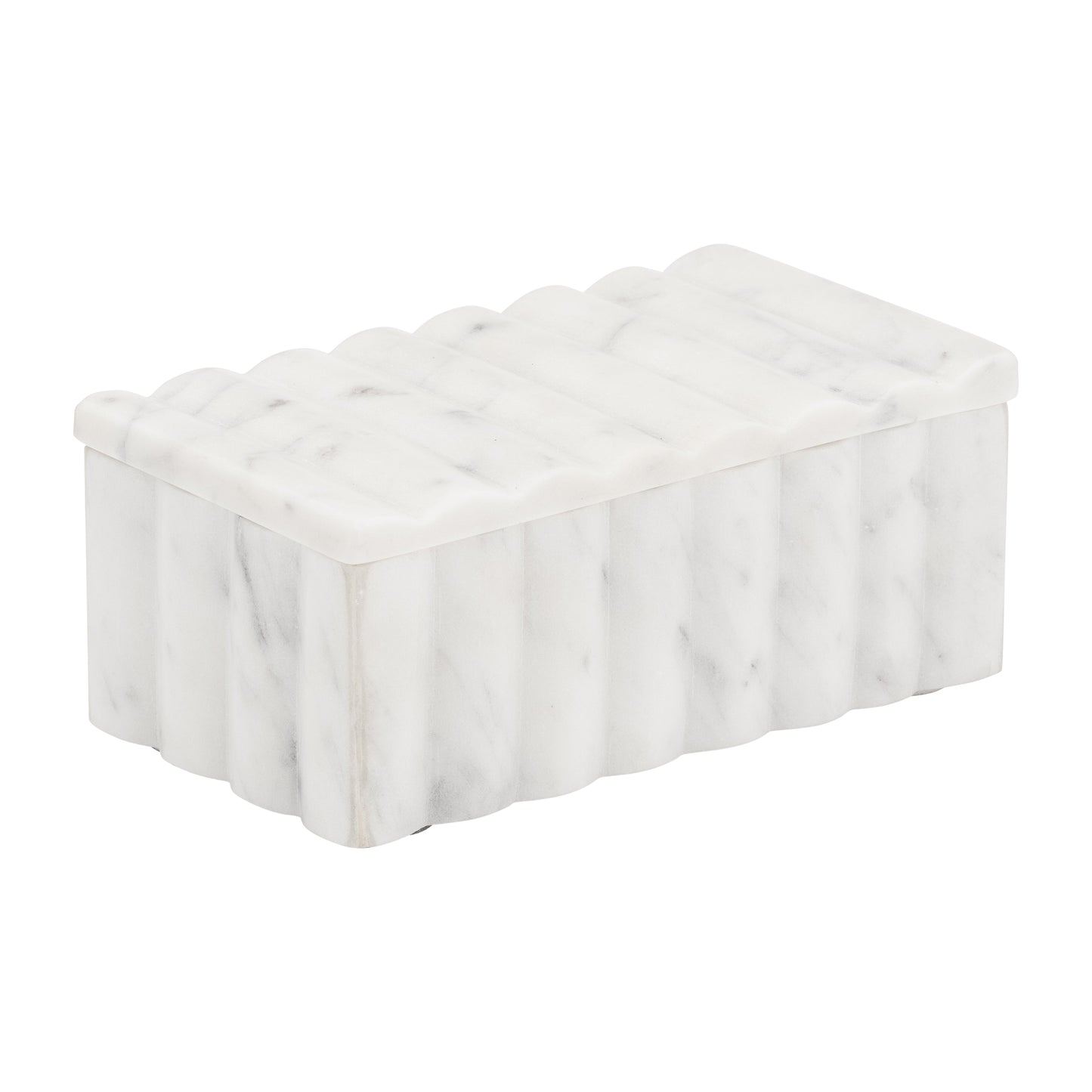 Marble, 7x3" Ridged Box, White