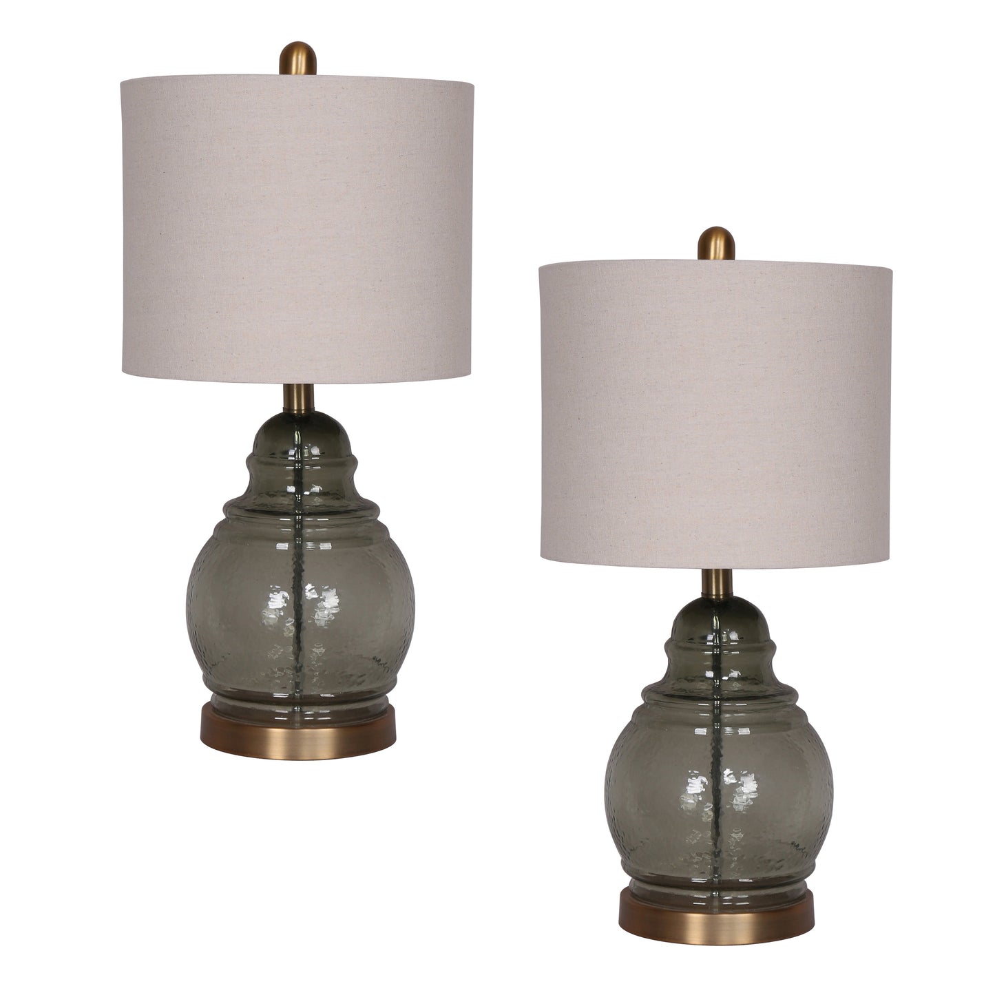S/2, Glass 24" Clear Jar Table Lamps, Gold