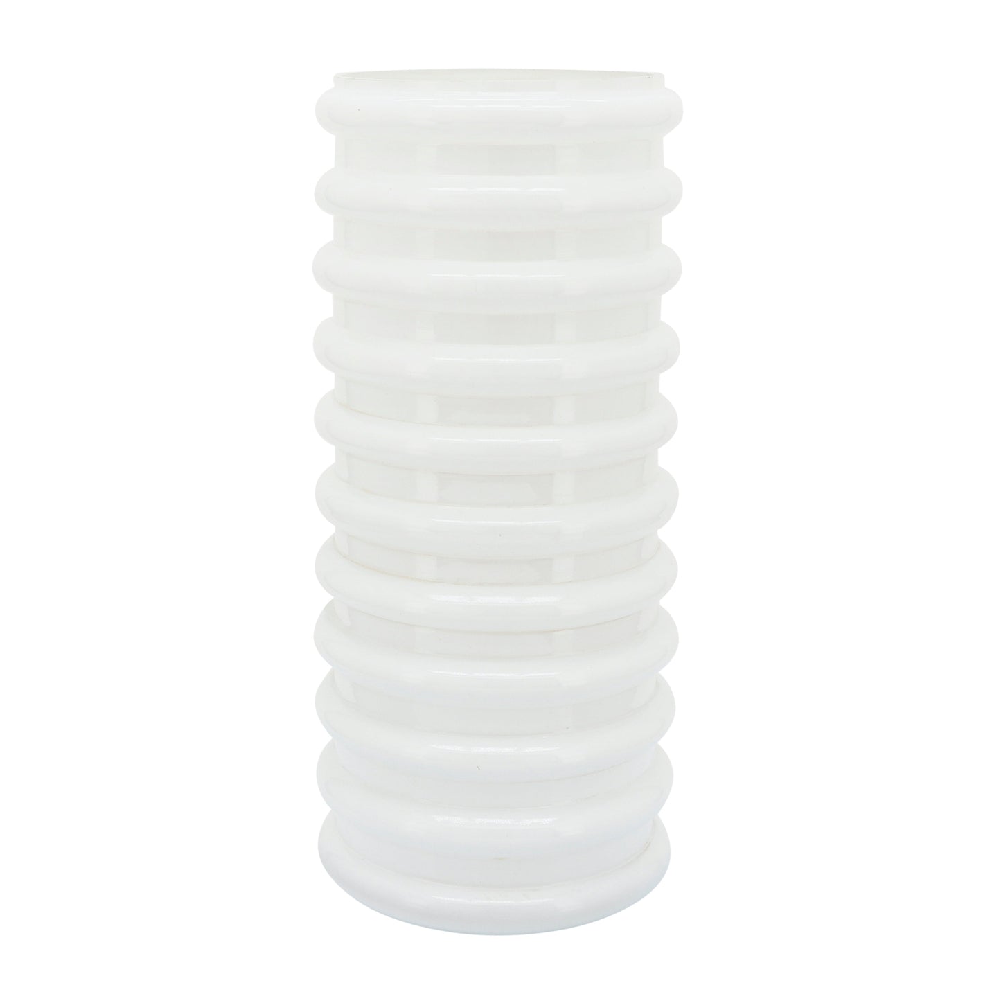 Glass, 14"h, Scallop Vase, White