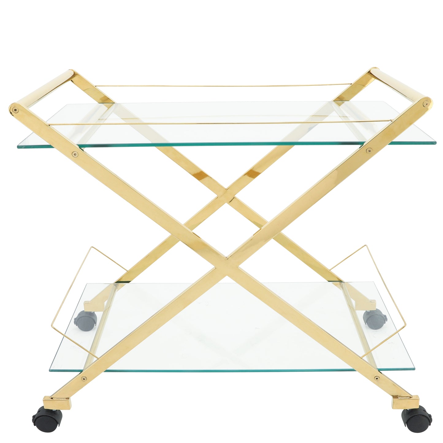 Two Tier 31" Rolling Bar Cart,gold Kd