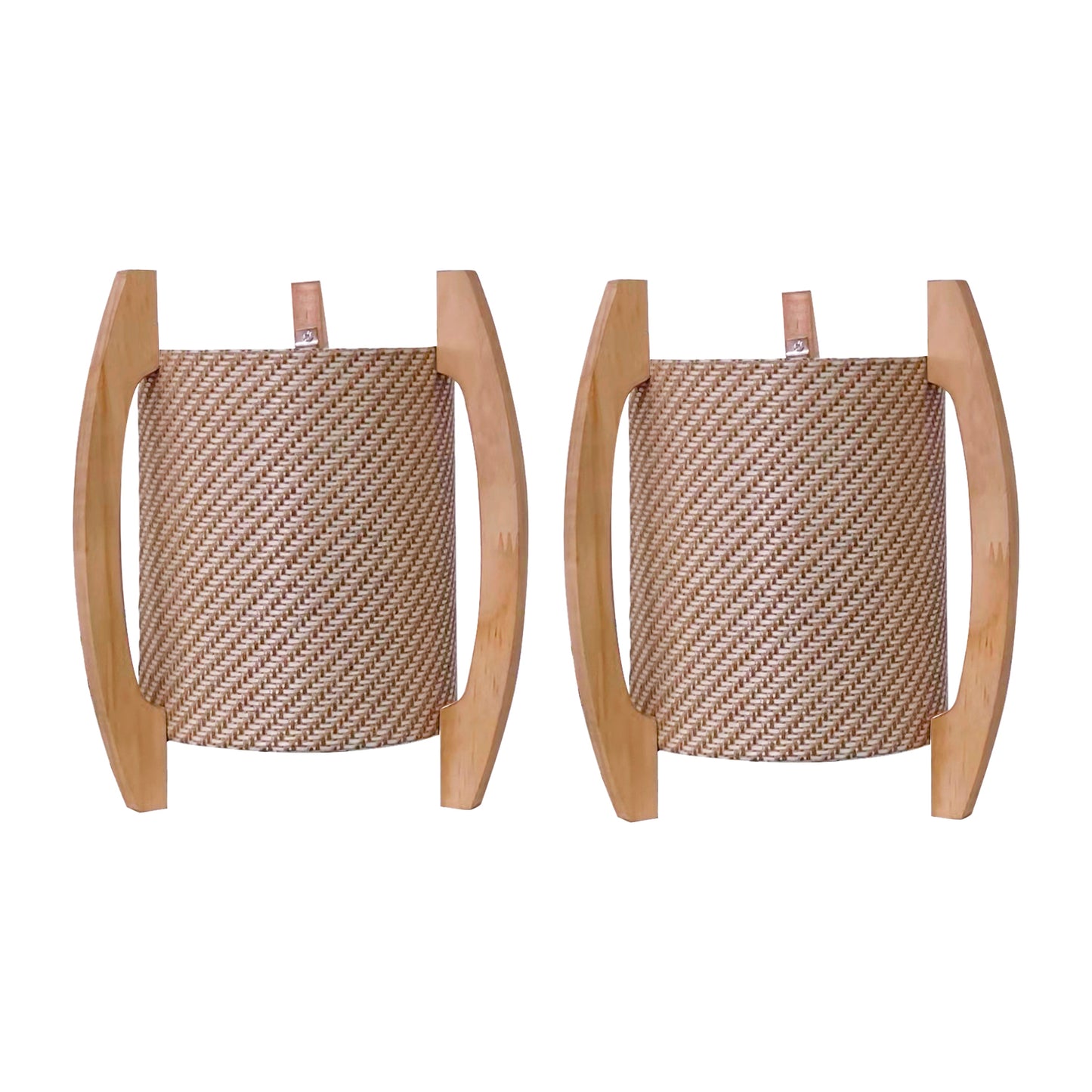 Wood,s/2,11"h, Cylnder Tripod Tbl Lamps,kaki