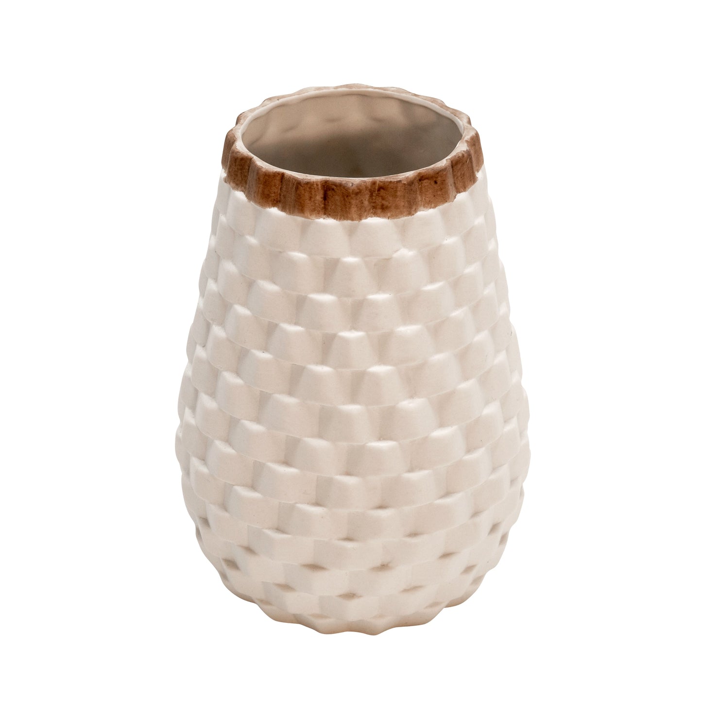 9" Textured Vase, White