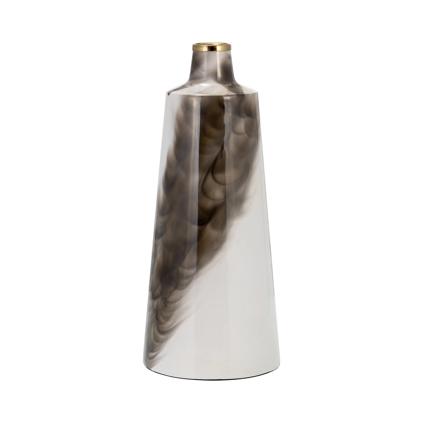 Metal, 15"h Vase With Ring Lid, White/gold