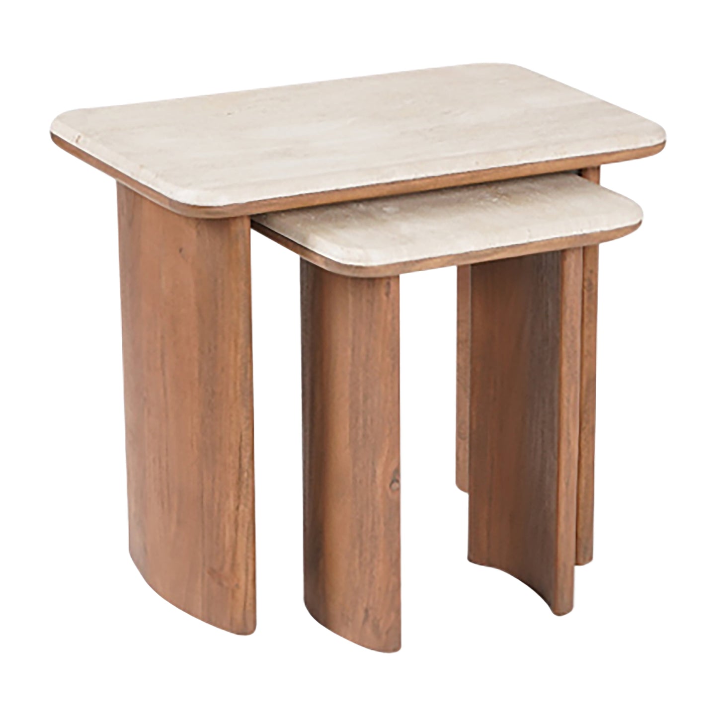 S/2 19/21" Nested Travertine Side Tables, Kd/2bx