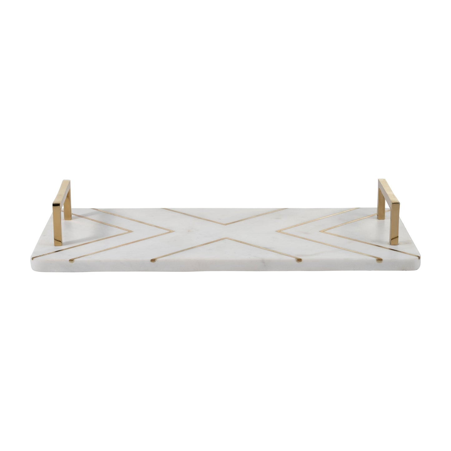 Marble, 2"h,tray W/handles,white/gold