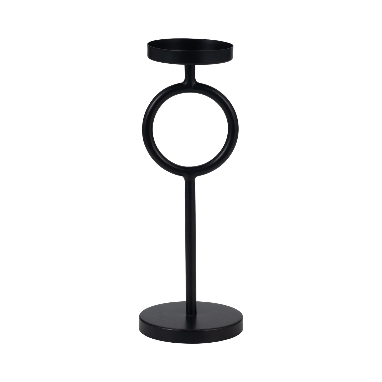 Metal, 13"h Ring Candle Holder, Black