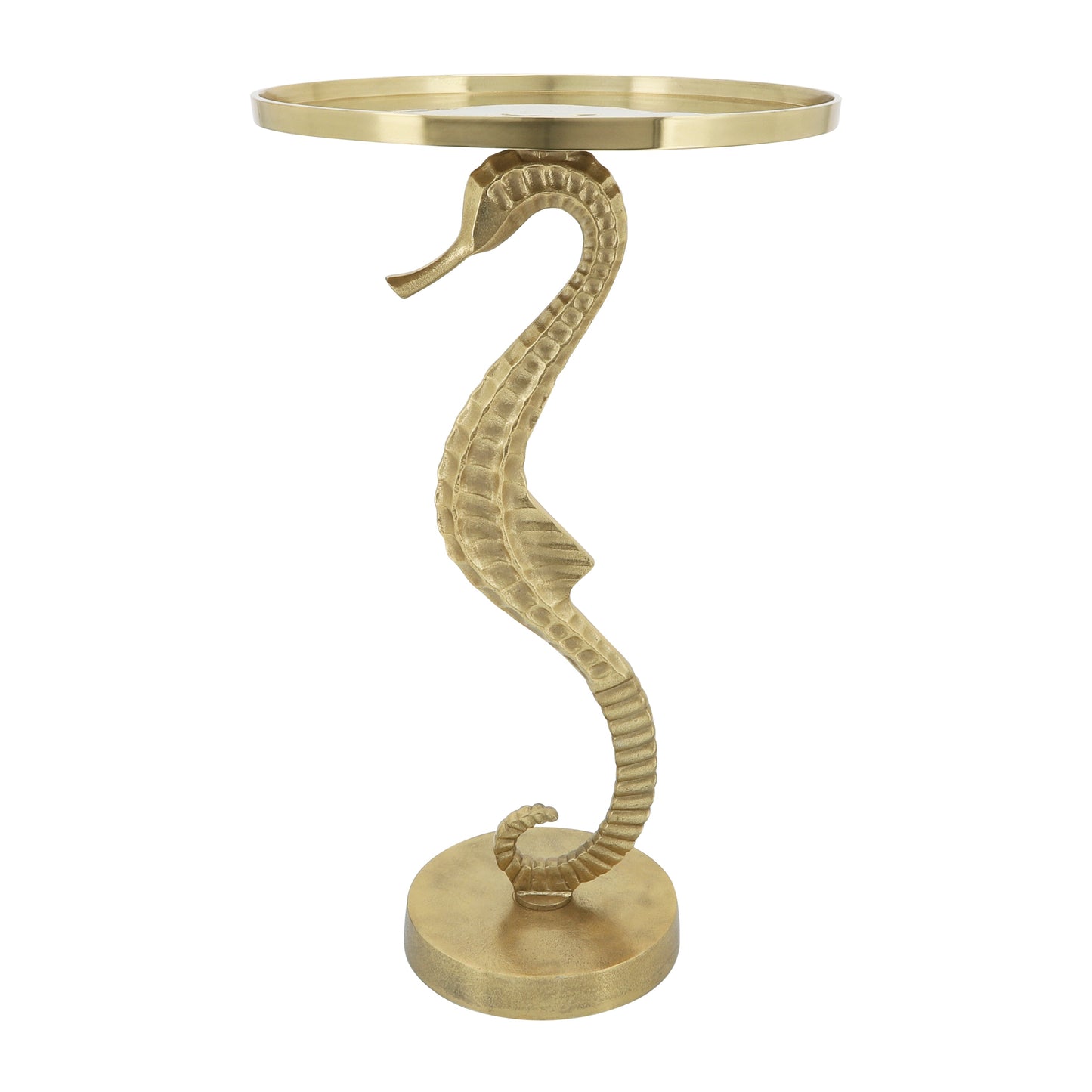 Metal, 25" Seahorse Side Table, Gold Kd