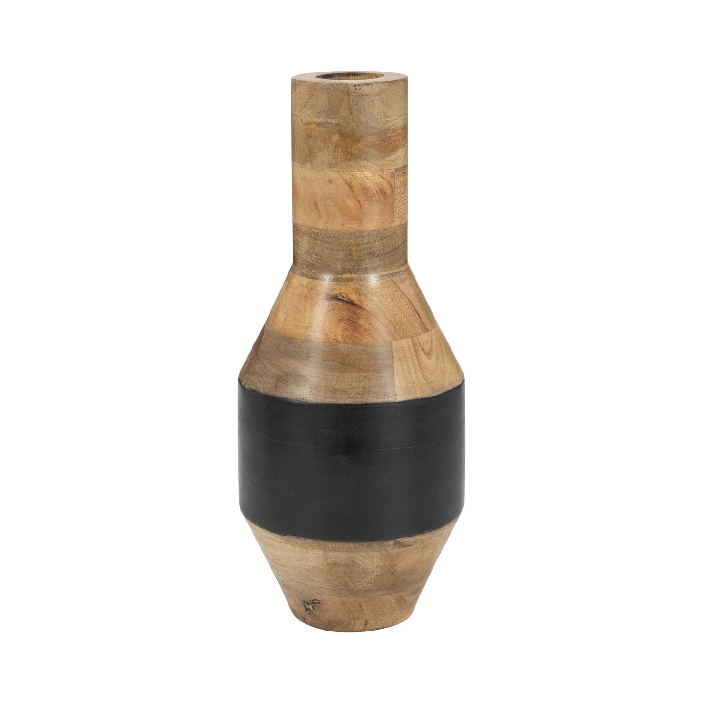 Mango Wood, 15" 2-tone Vase, Brown/black