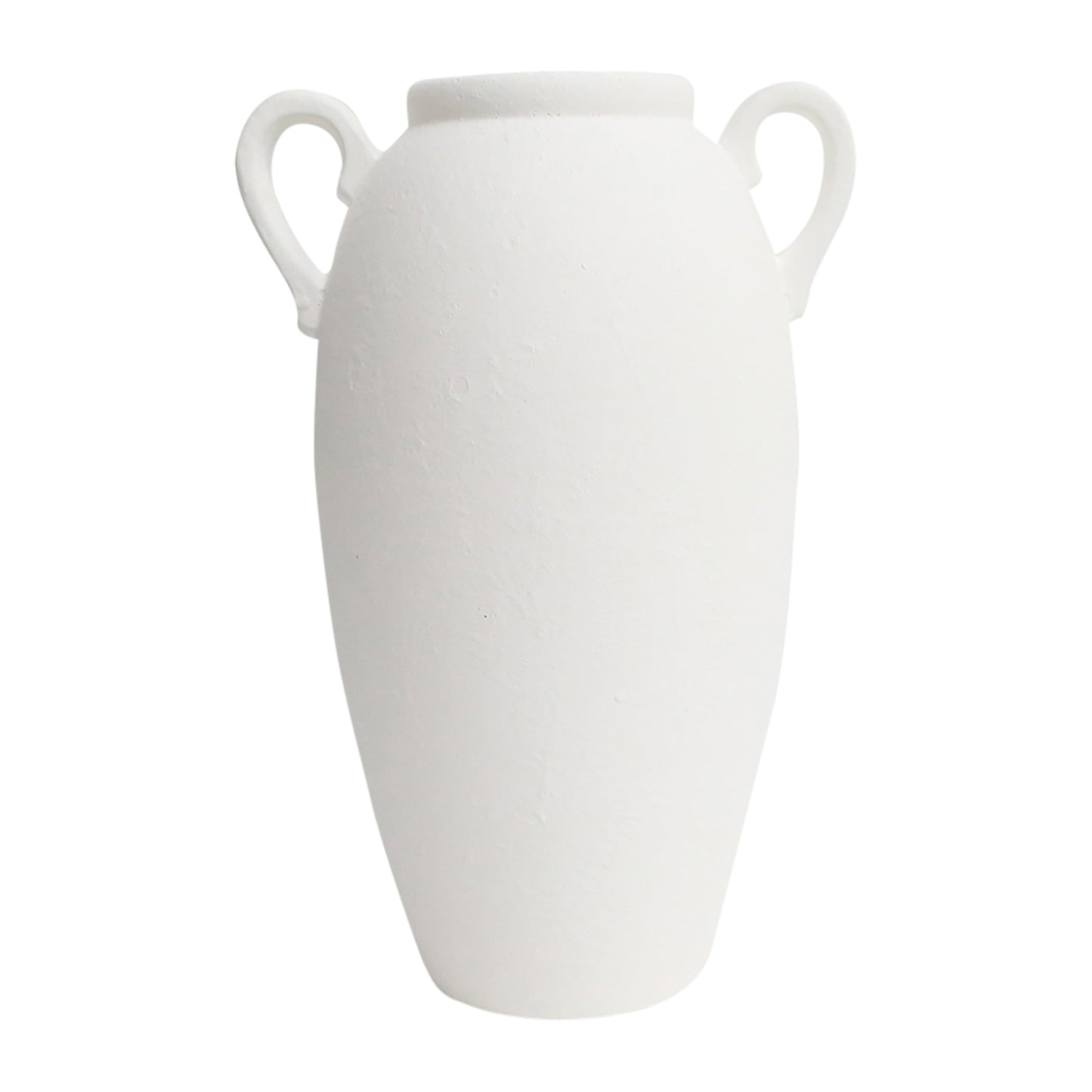 Cer, 16" Textured Jug W/ Handles, White