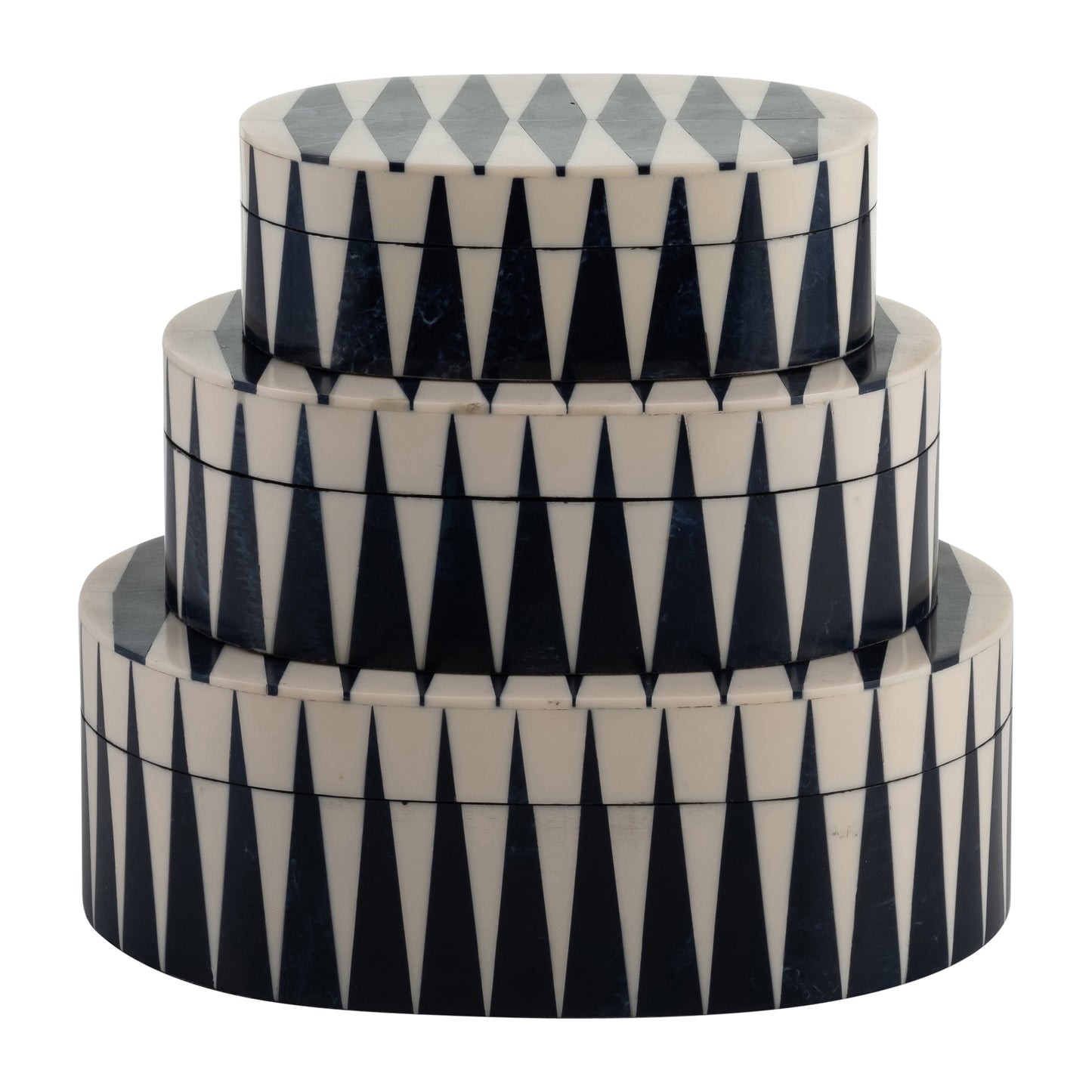 Resin,s/3 6/7/9",bold Lines Oval Boxes,white/blue