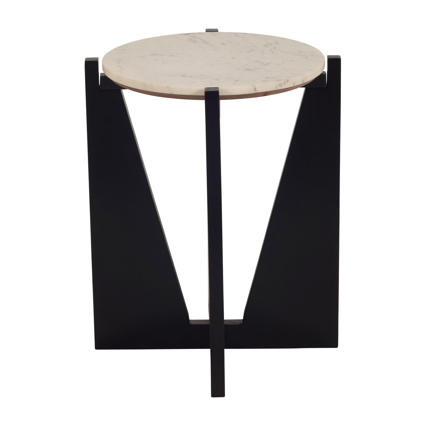Wood/marble, 22" Modern Side Table, Black, Kd