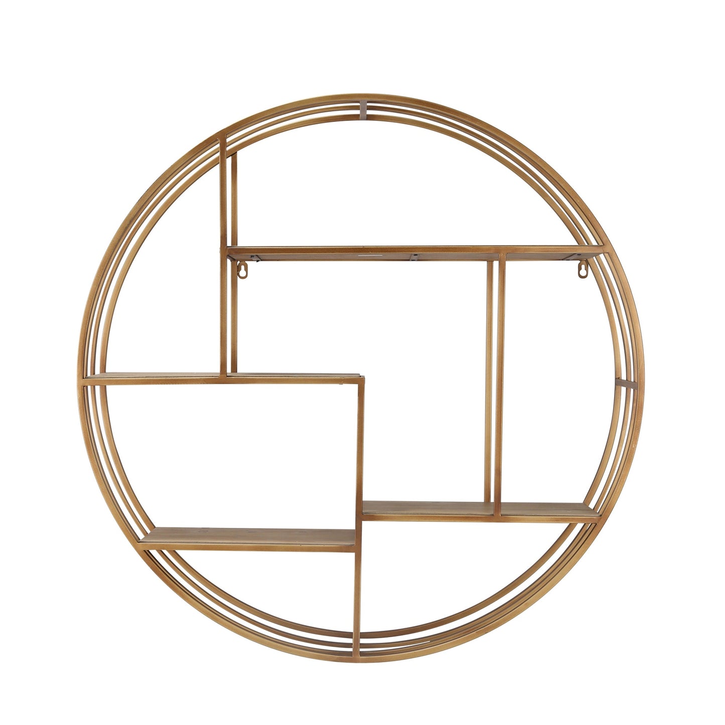 Round 32" Wood / Metal Wallshelf, Bronze