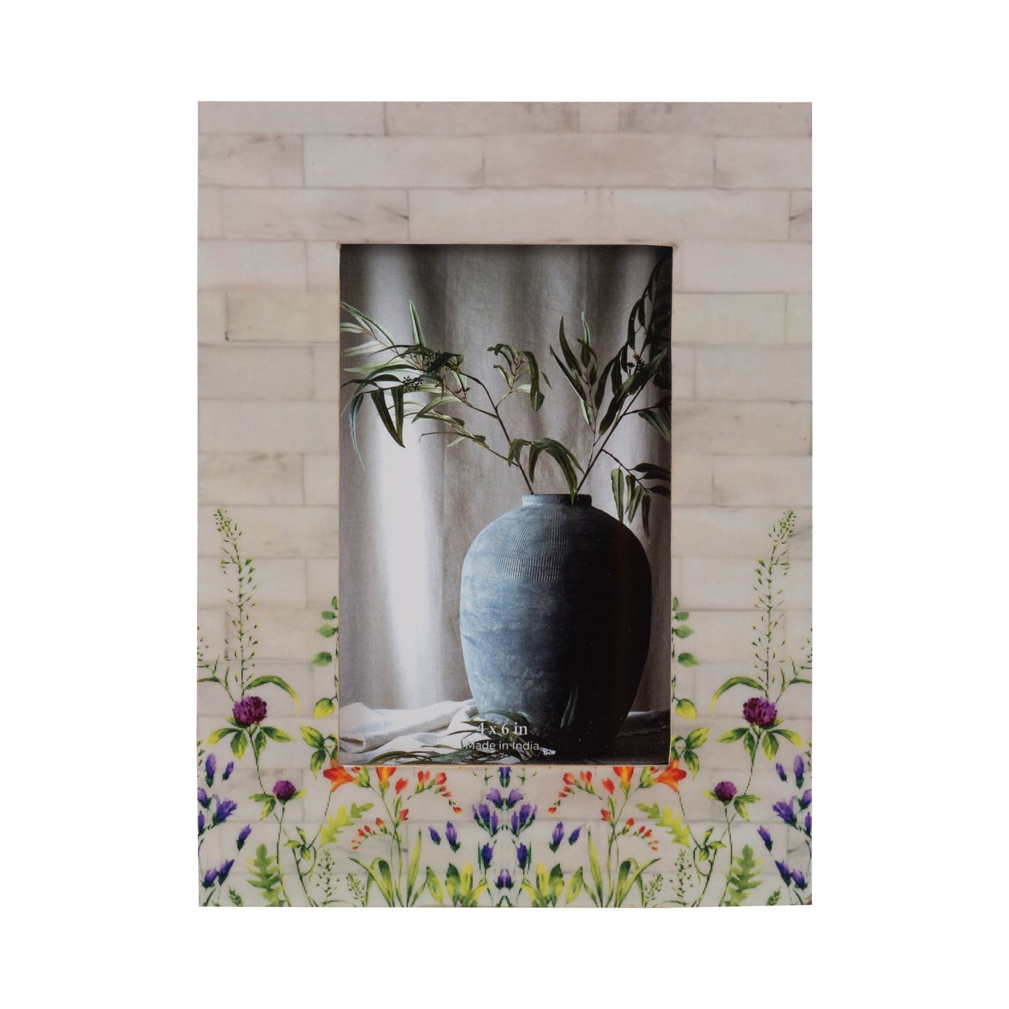 Resin, 4x6 Purple Flower Field Photo Frame, Multi
