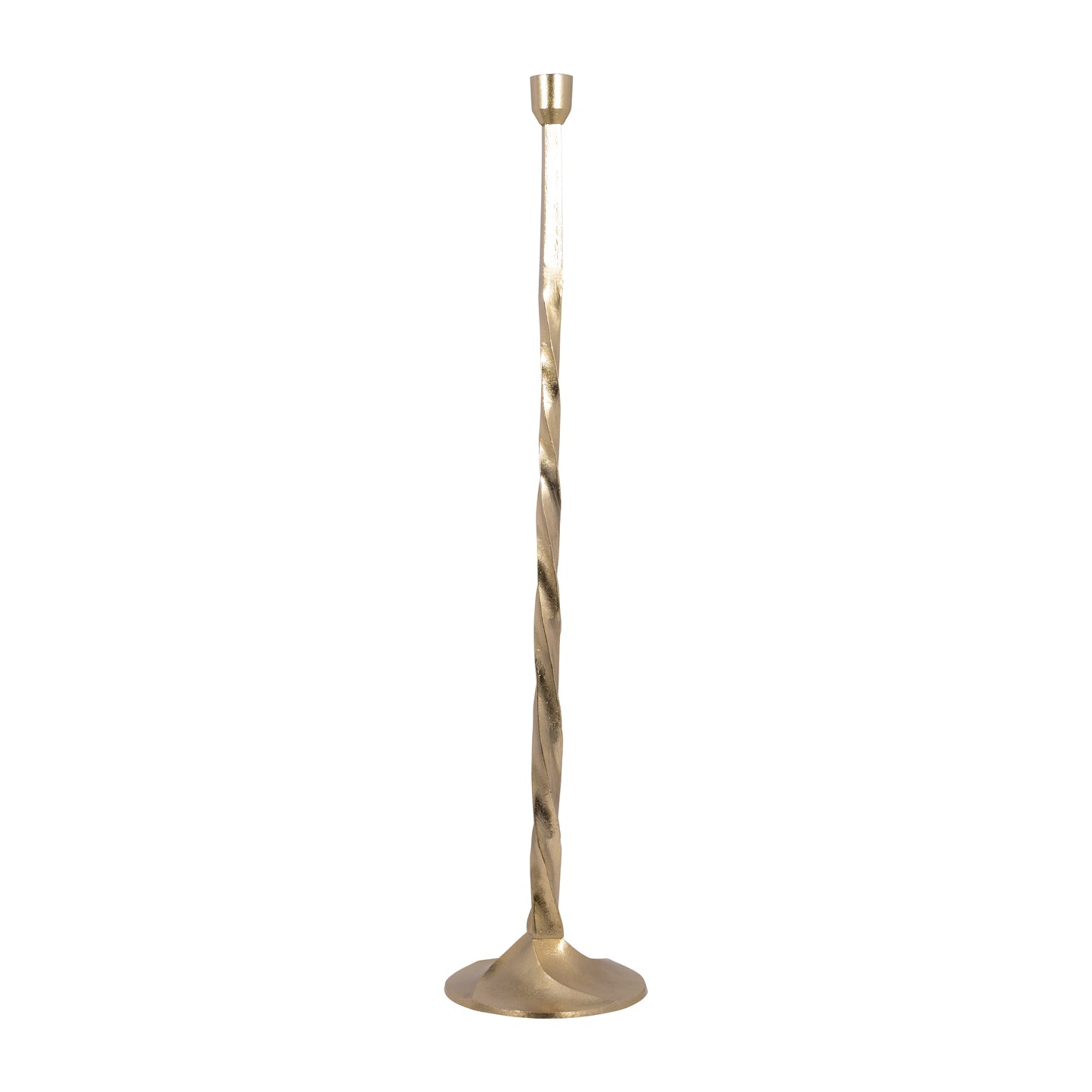 Metal, 36" Twisted Floor Taper Candleholder, Gold
