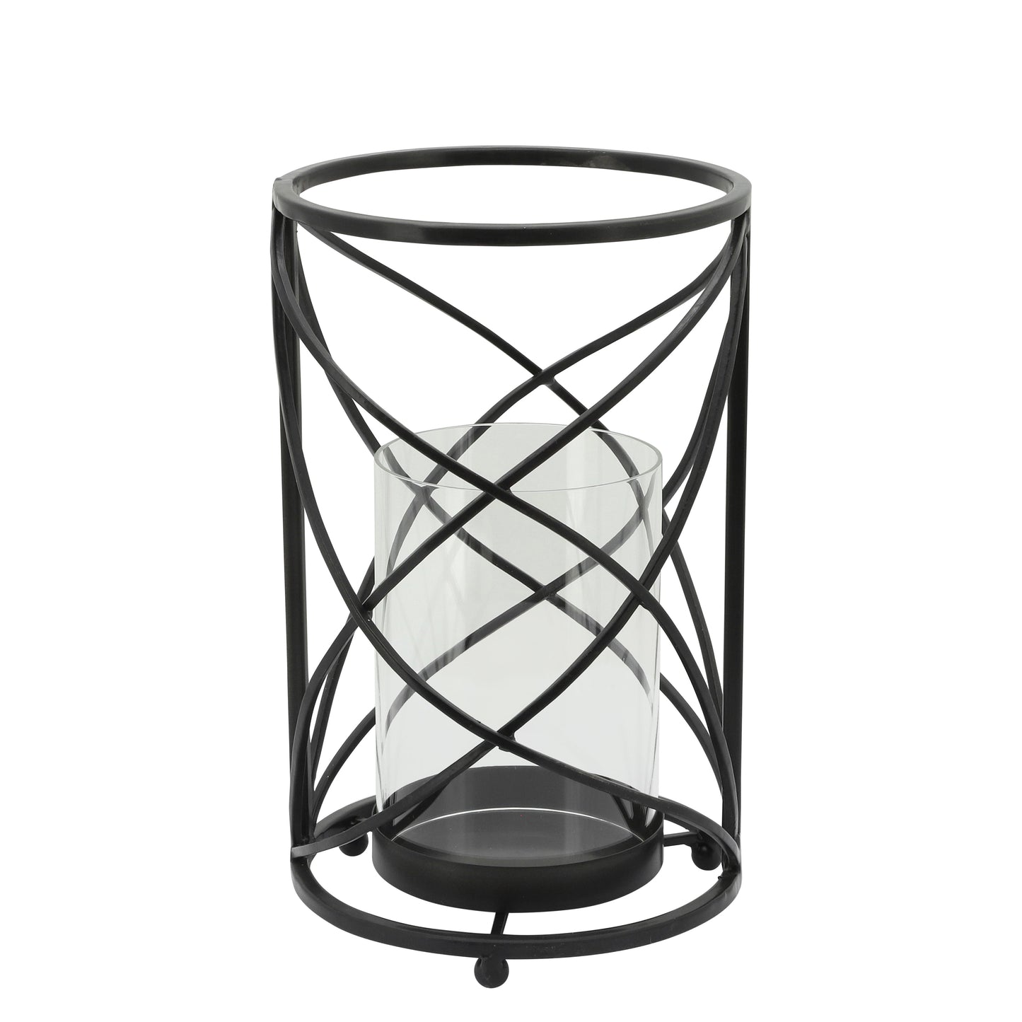 Metal 10" Hurricane Candle Holder, Black