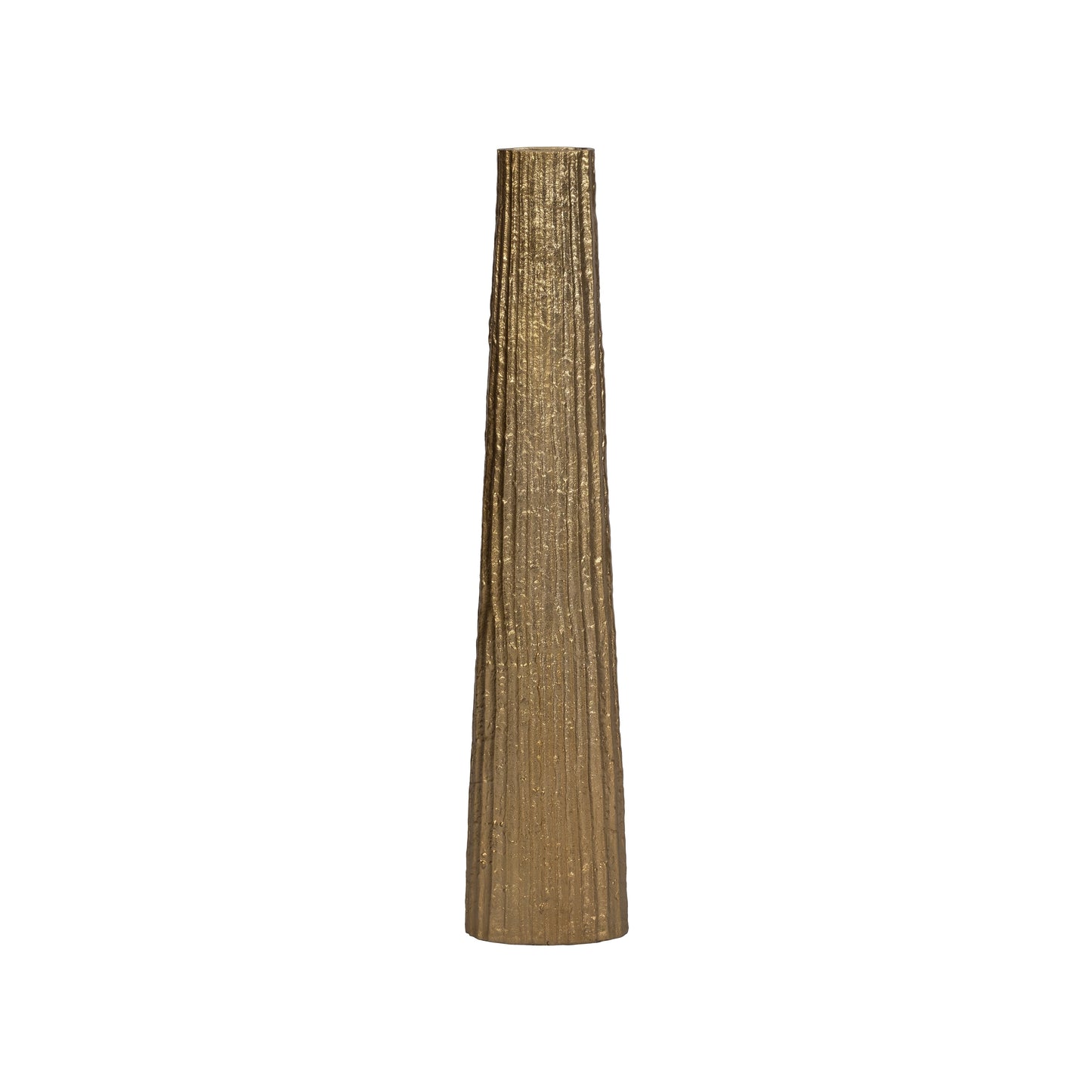 Metal, 35" Ribbed Floor Vase, Gold